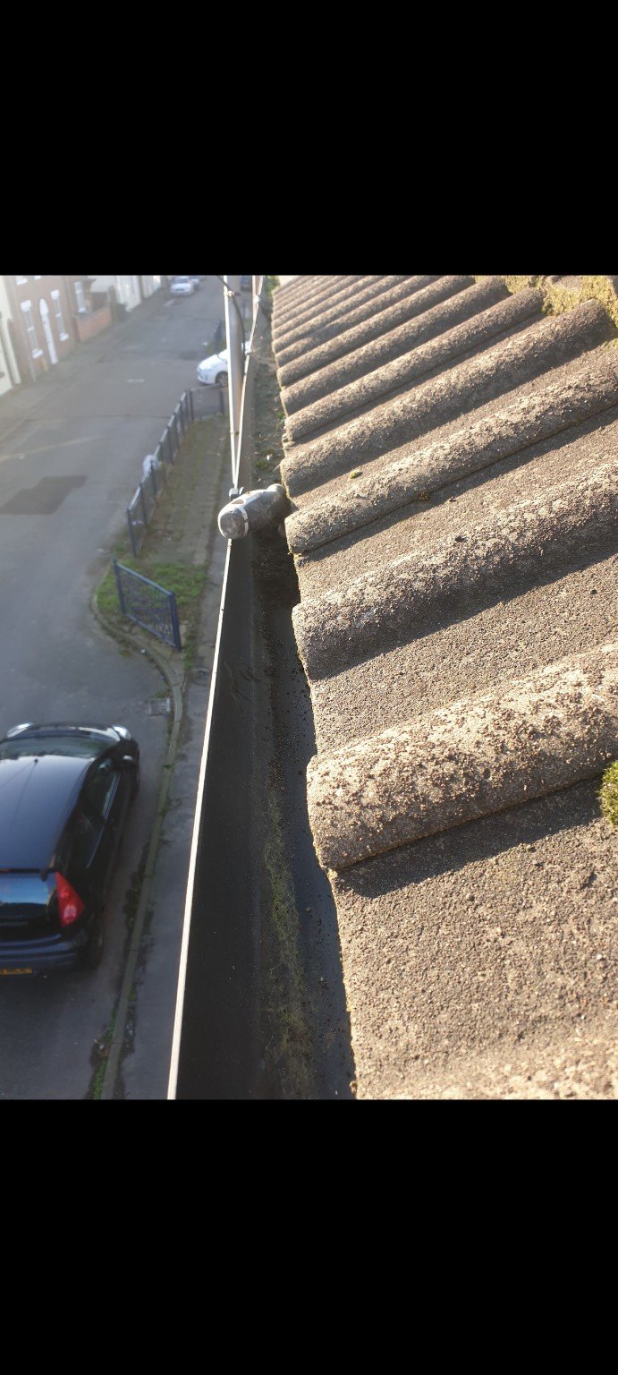 Clear roof gutter and downpipe outlet after RMS cleaning