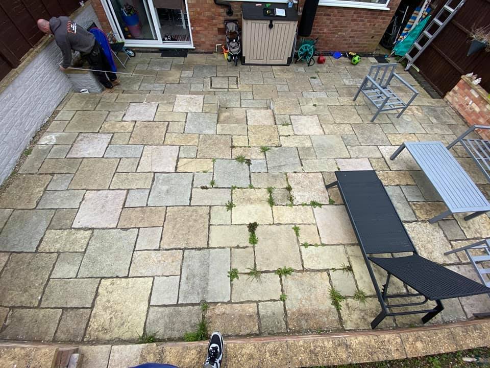 Keyworth patio before RMS cleaning